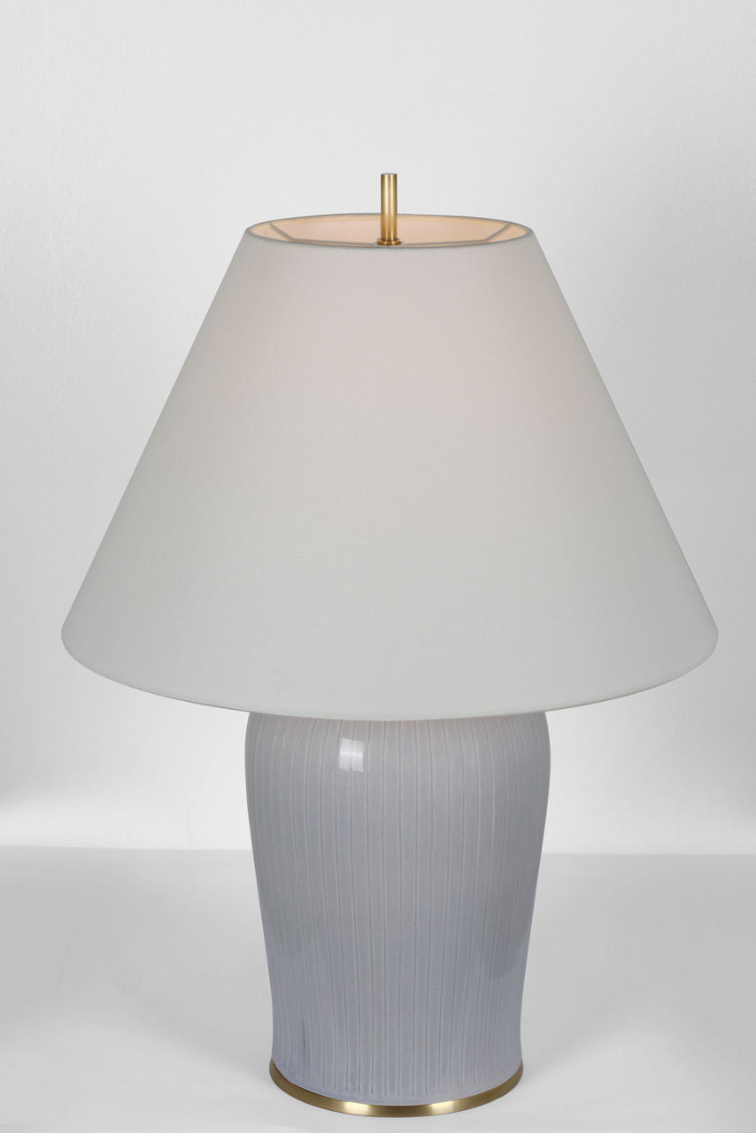 Opera 30" Table Lamp | Polar Blue Crackle | Linen Shade
