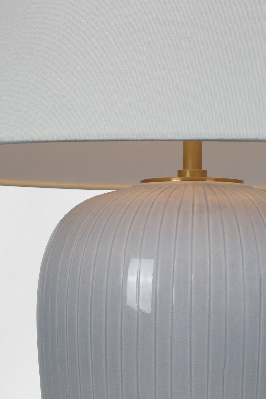 Opera 30" Table Lamp | Polar Blue Crackle | Linen Shade