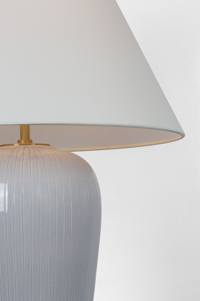 Opera 30" Table Lamp | Polar Blue Crackle | Linen Shade