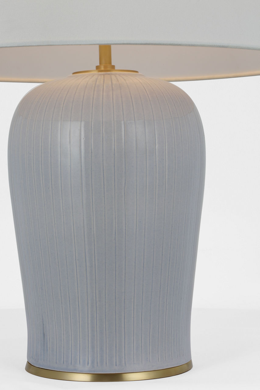 Opera 30" Table Lamp | Polar Blue Crackle | Linen Shade