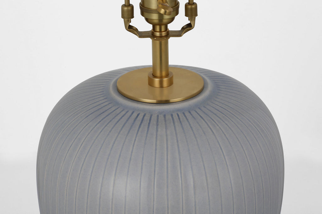 Opera 30" Table Lamp | Polar Blue Crackle | Linen Shade