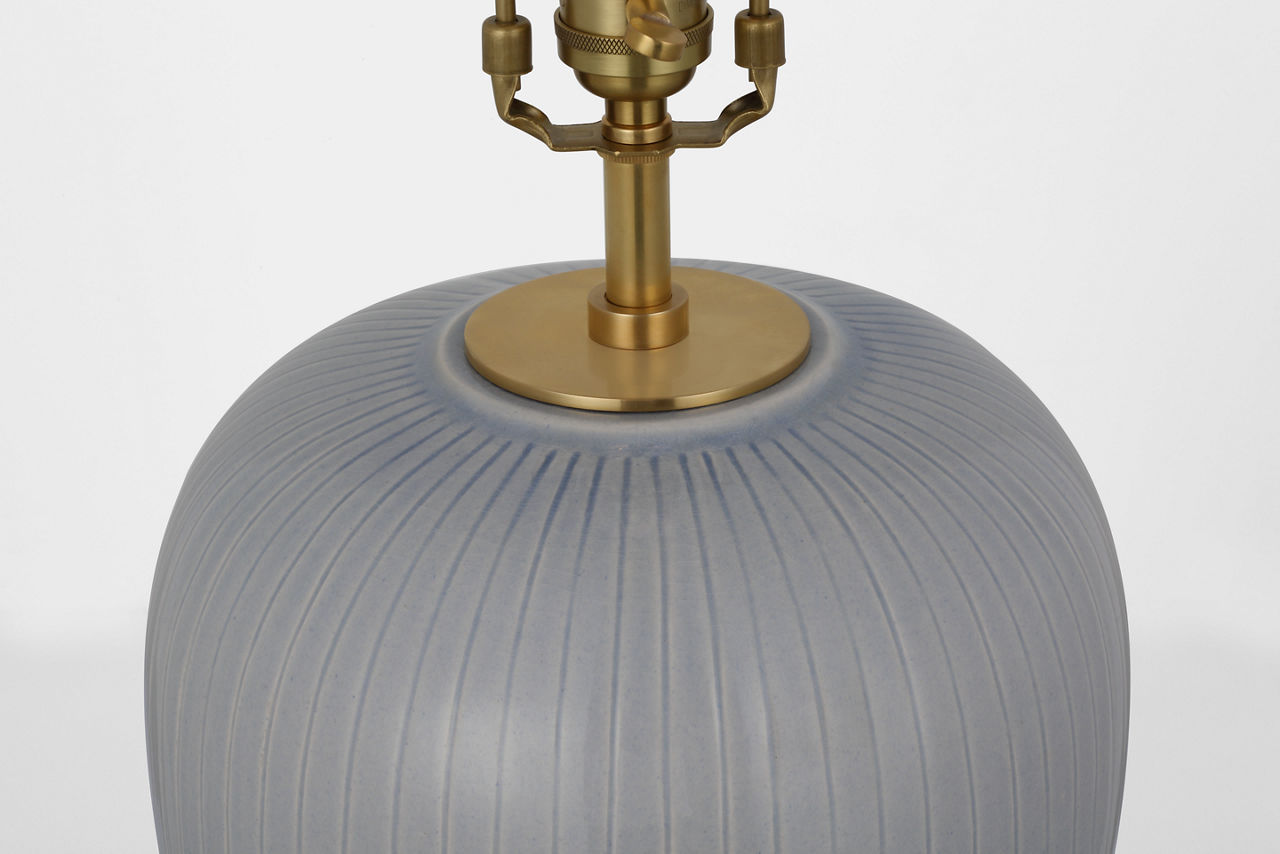 Opera 30" Table Lamp | Polar Blue Crackle | Linen Shade