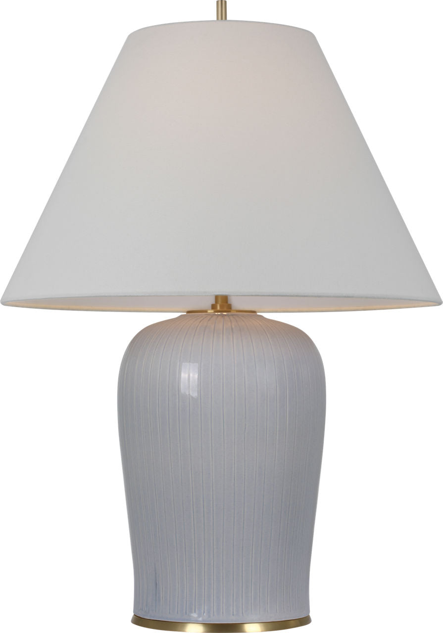 Opera 30" Table Lamp | Polar Blue Crackle | Linen Shade