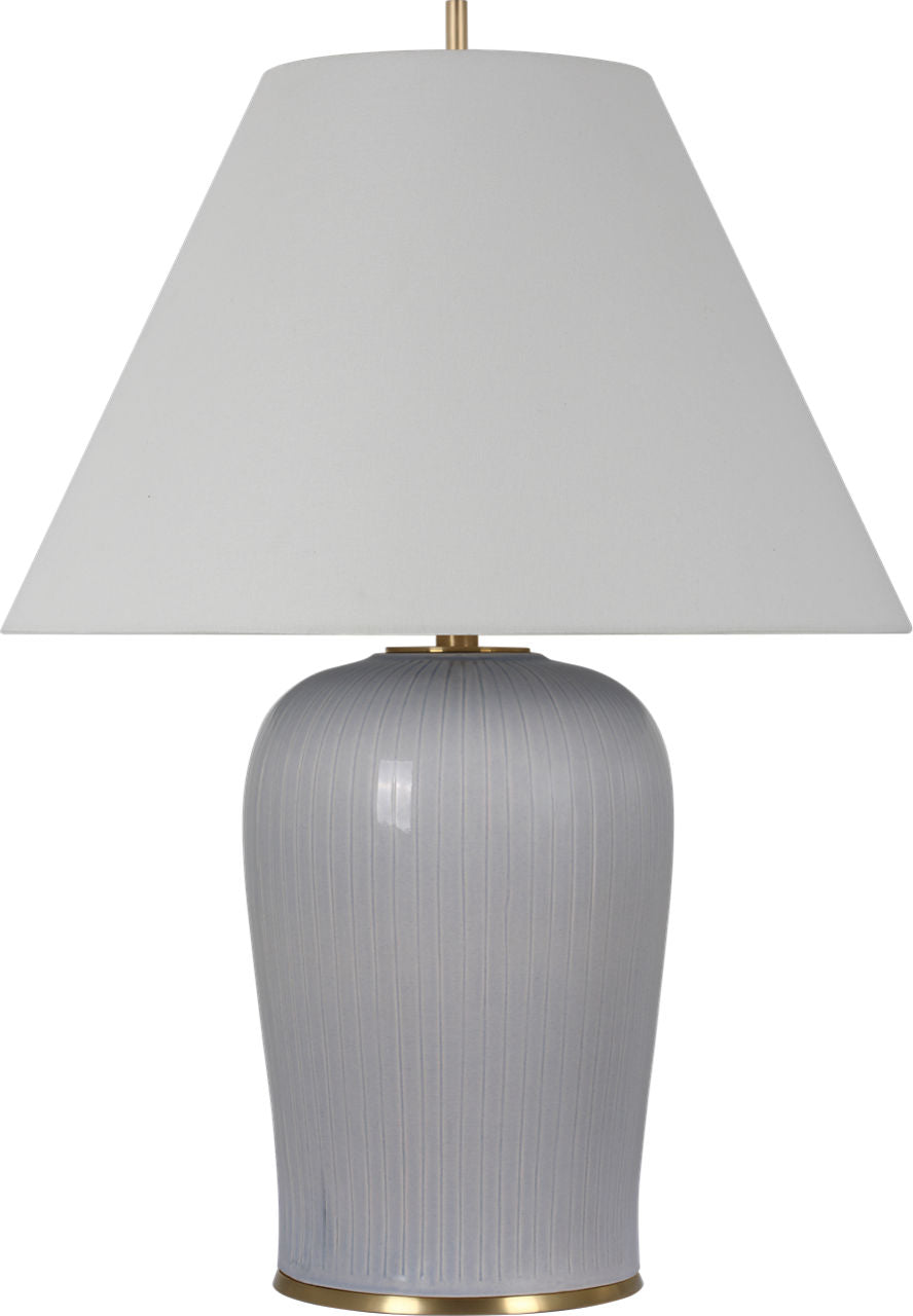 Opera 30" Table Lamp | Polar Blue Crackle | Linen Shade