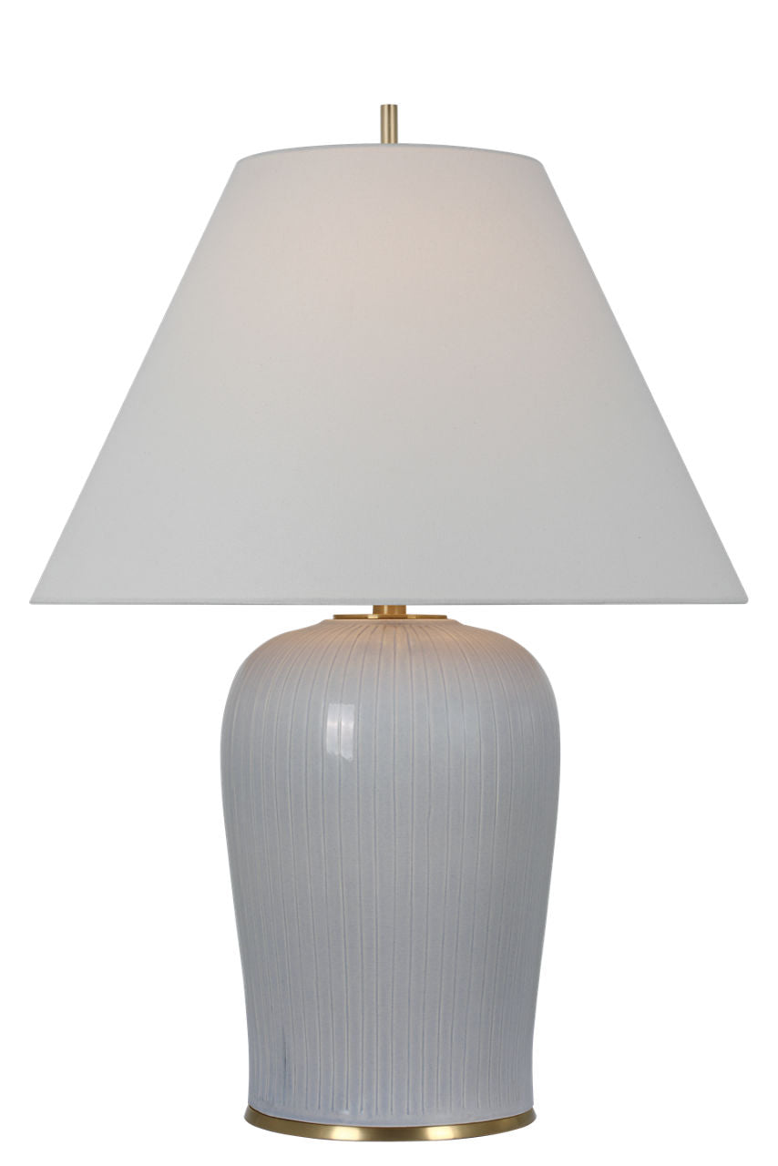 Opera 30" Table Lamp | Polar Blue Crackle | Linen Shade