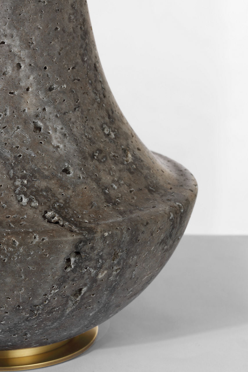 Kefi 25" Table Lamp | Dark Travertine | Linen Shade