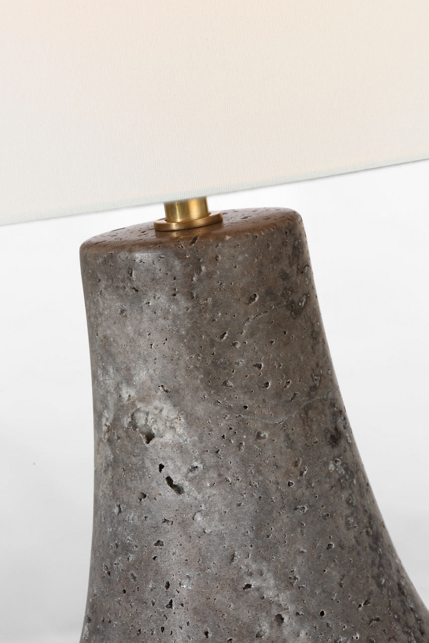 Kefi 25" Table Lamp | Dark Travertine | Linen Shade