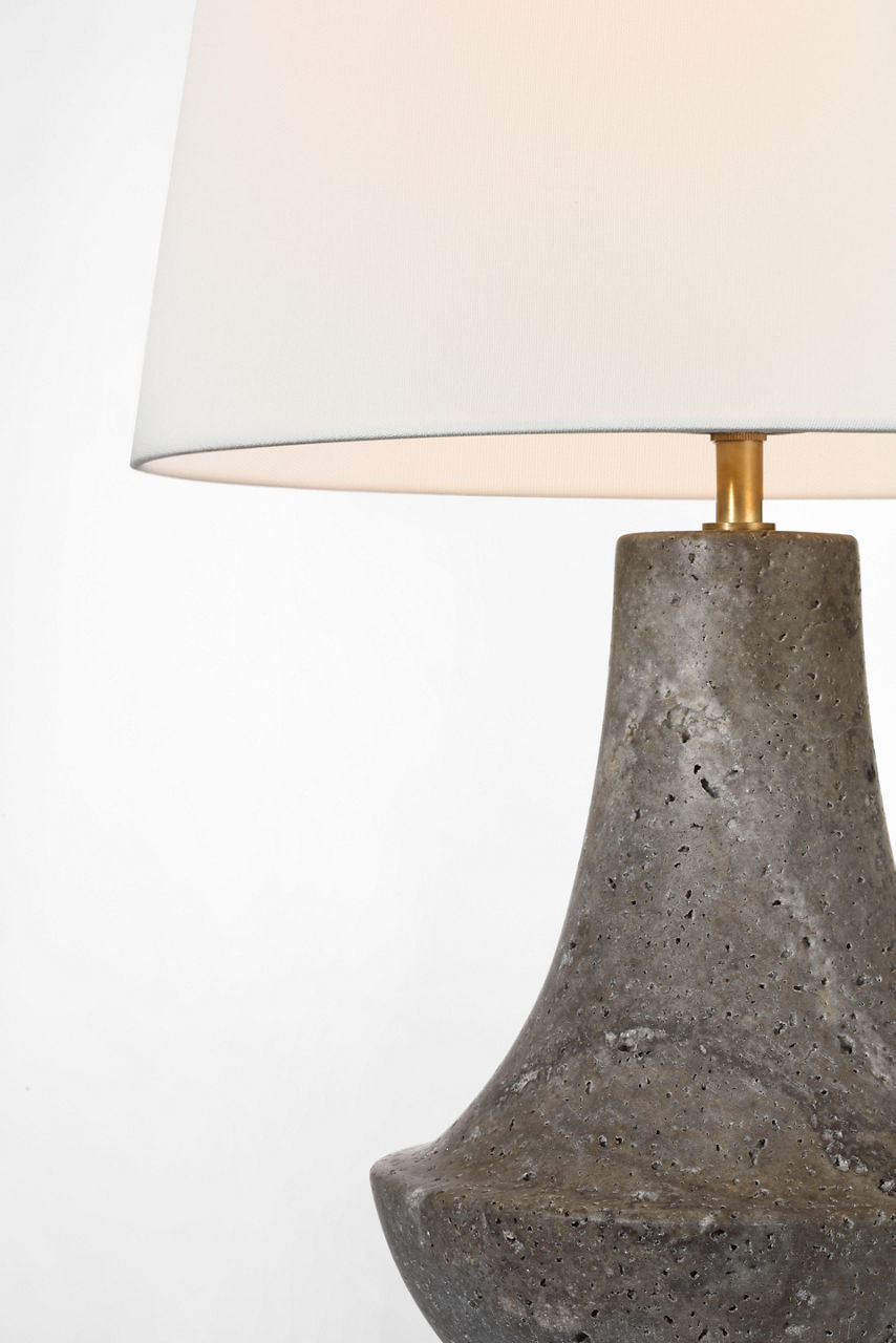 Kefi 25" Table Lamp | Dark Travertine | Linen Shade