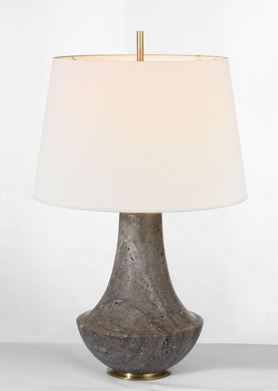 Kefi 25" Table Lamp | Dark Travertine | Linen Shade