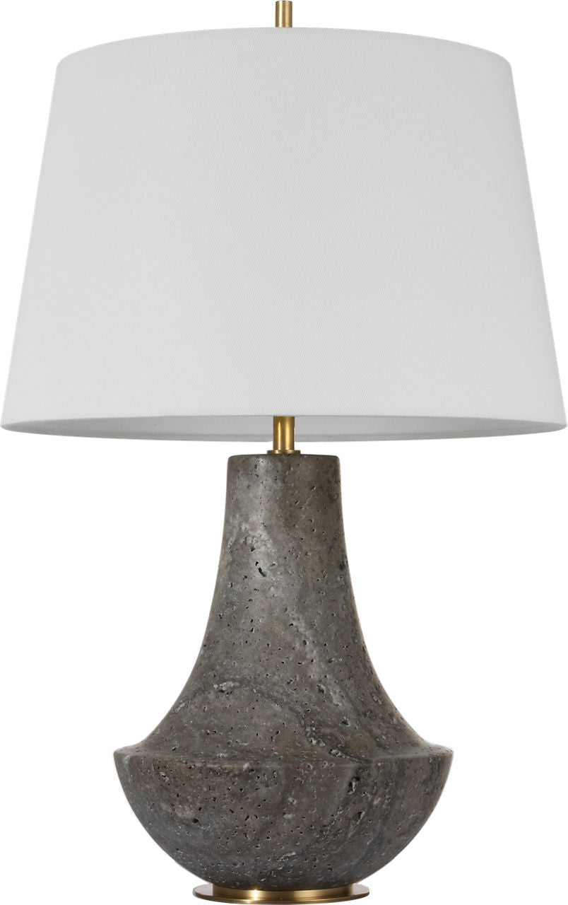 Kefi 25" Table Lamp | Dark Travertine | Linen Shade