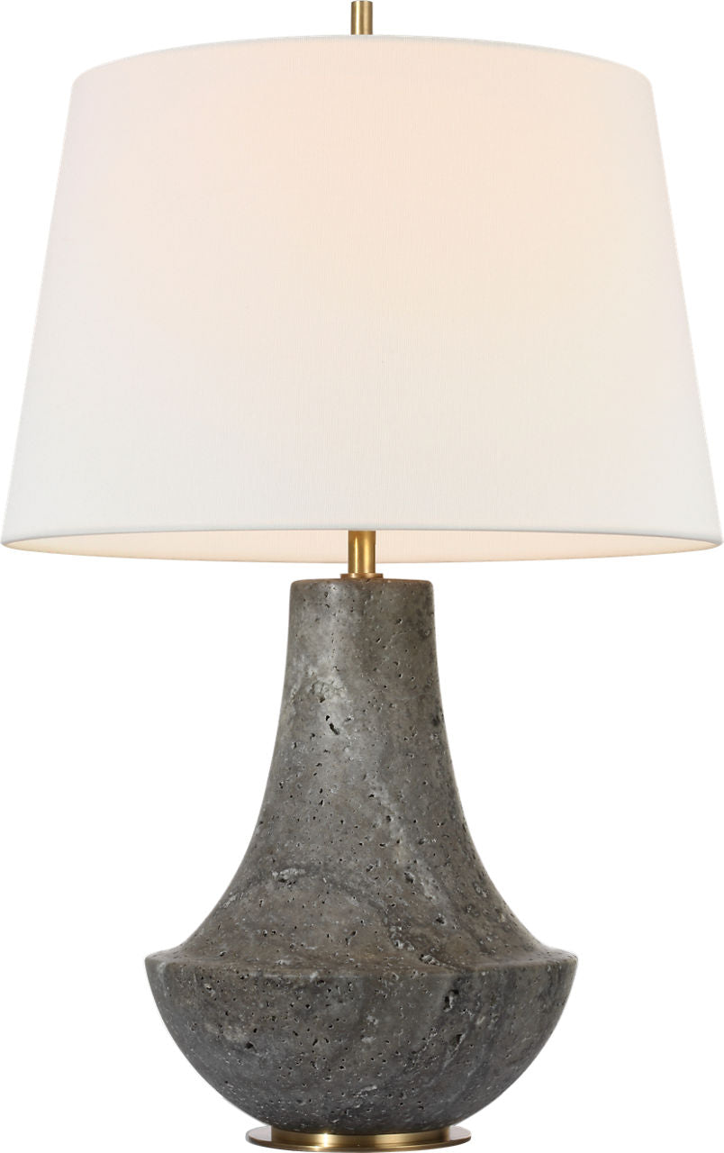 Kefi 25" Table Lamp | Dark Travertine | Linen Shade