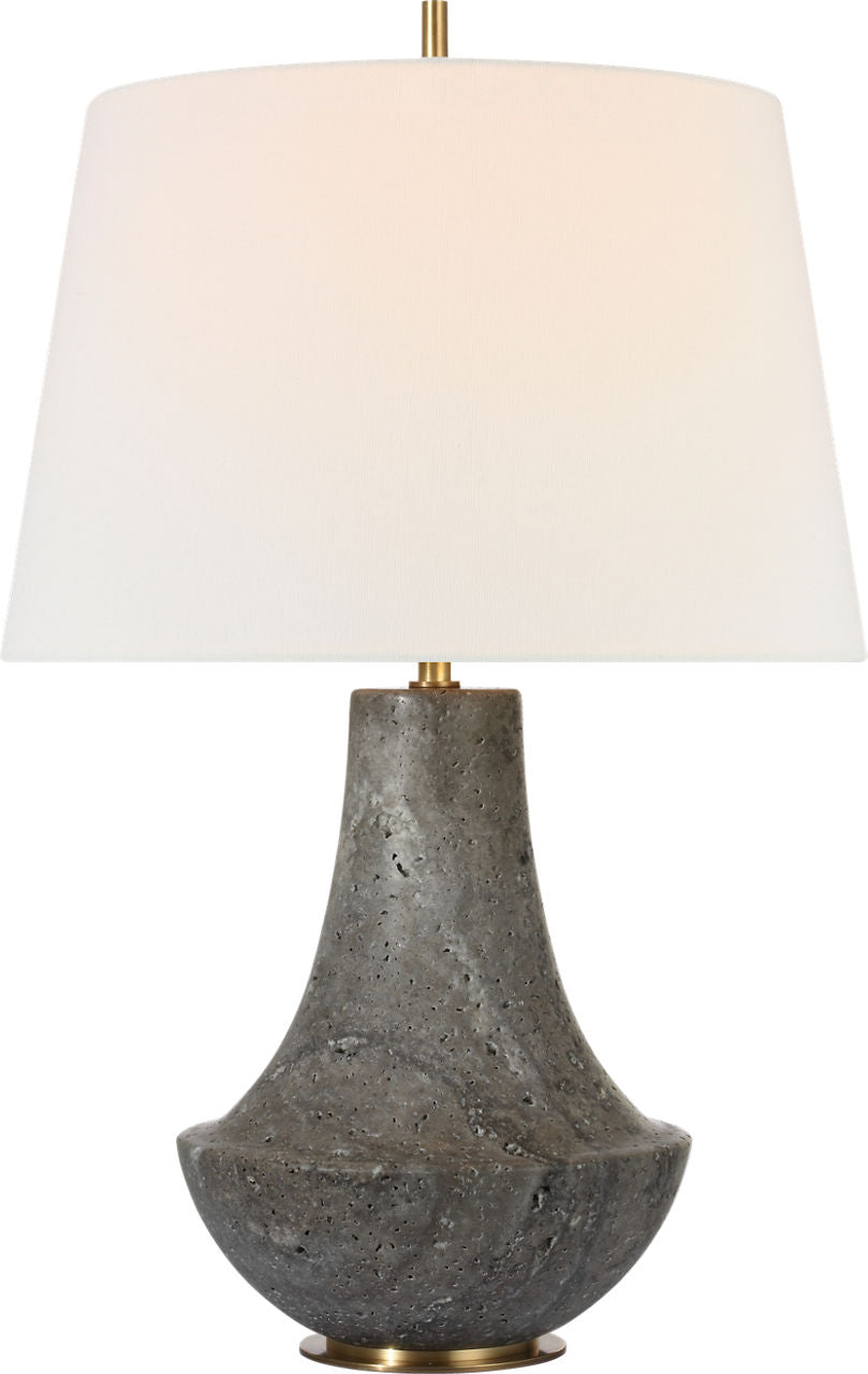 Kefi 25" Table Lamp | Dark Travertine | Linen Shade
