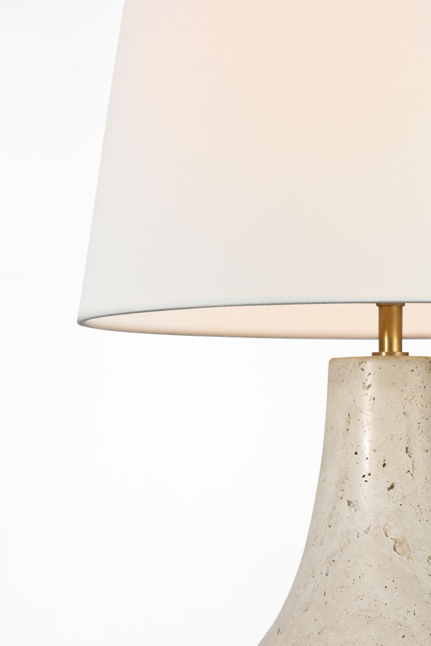 Kefi 25" Table Lamp | Natural Travertine | Linen Shade