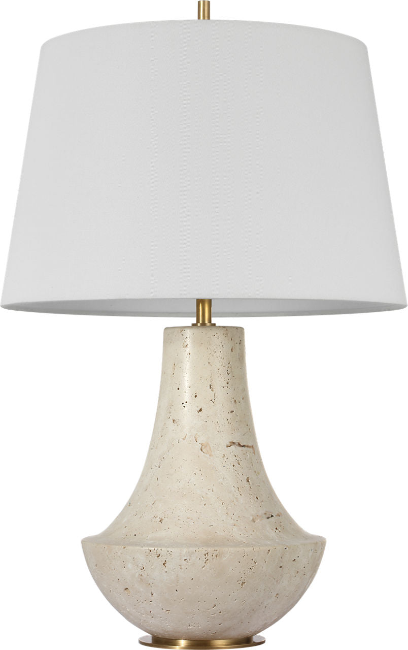 Kefi 25" Table Lamp | Natural Travertine | Linen Shade
