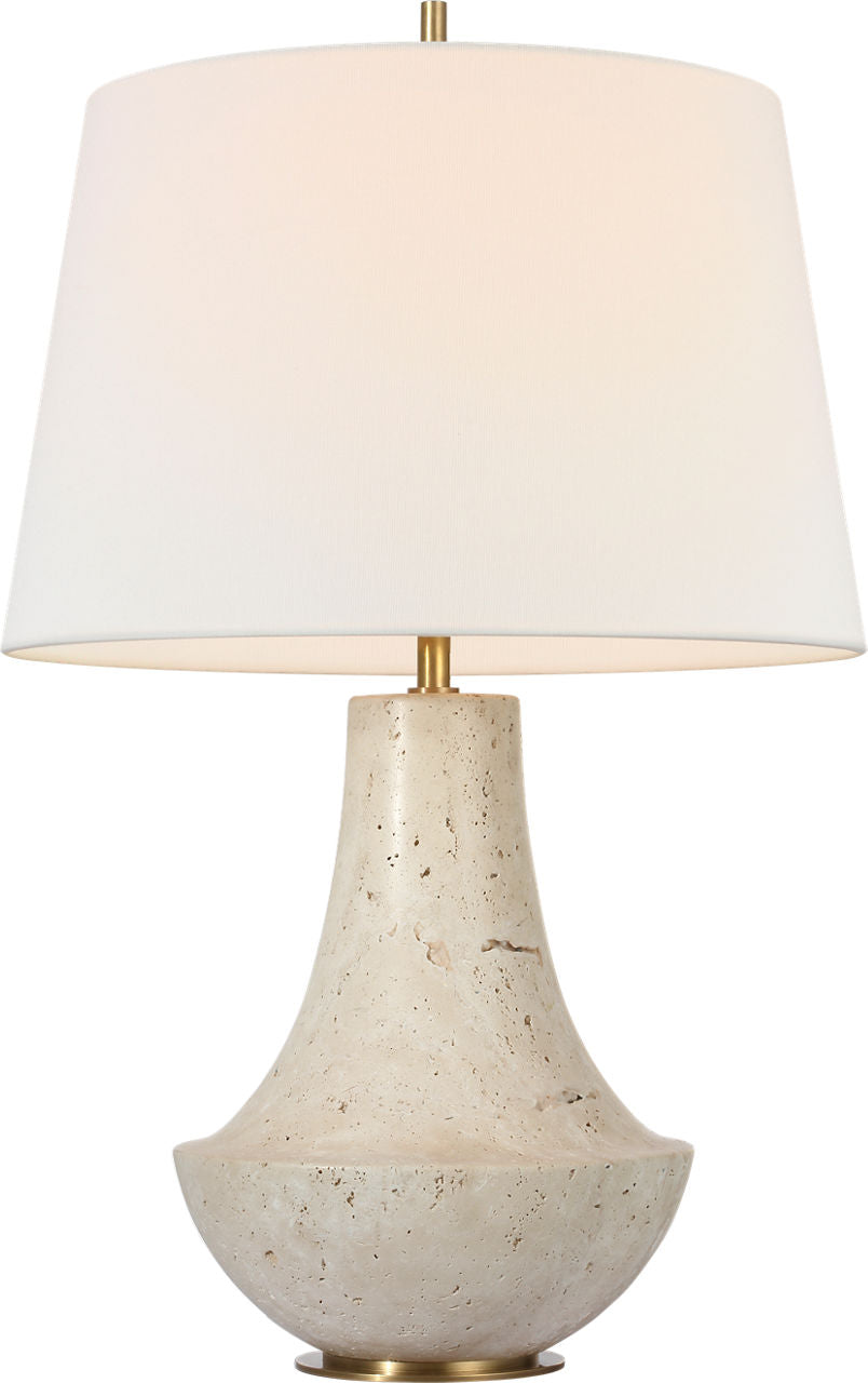 Kefi 25" Table Lamp | Natural Travertine | Linen Shade