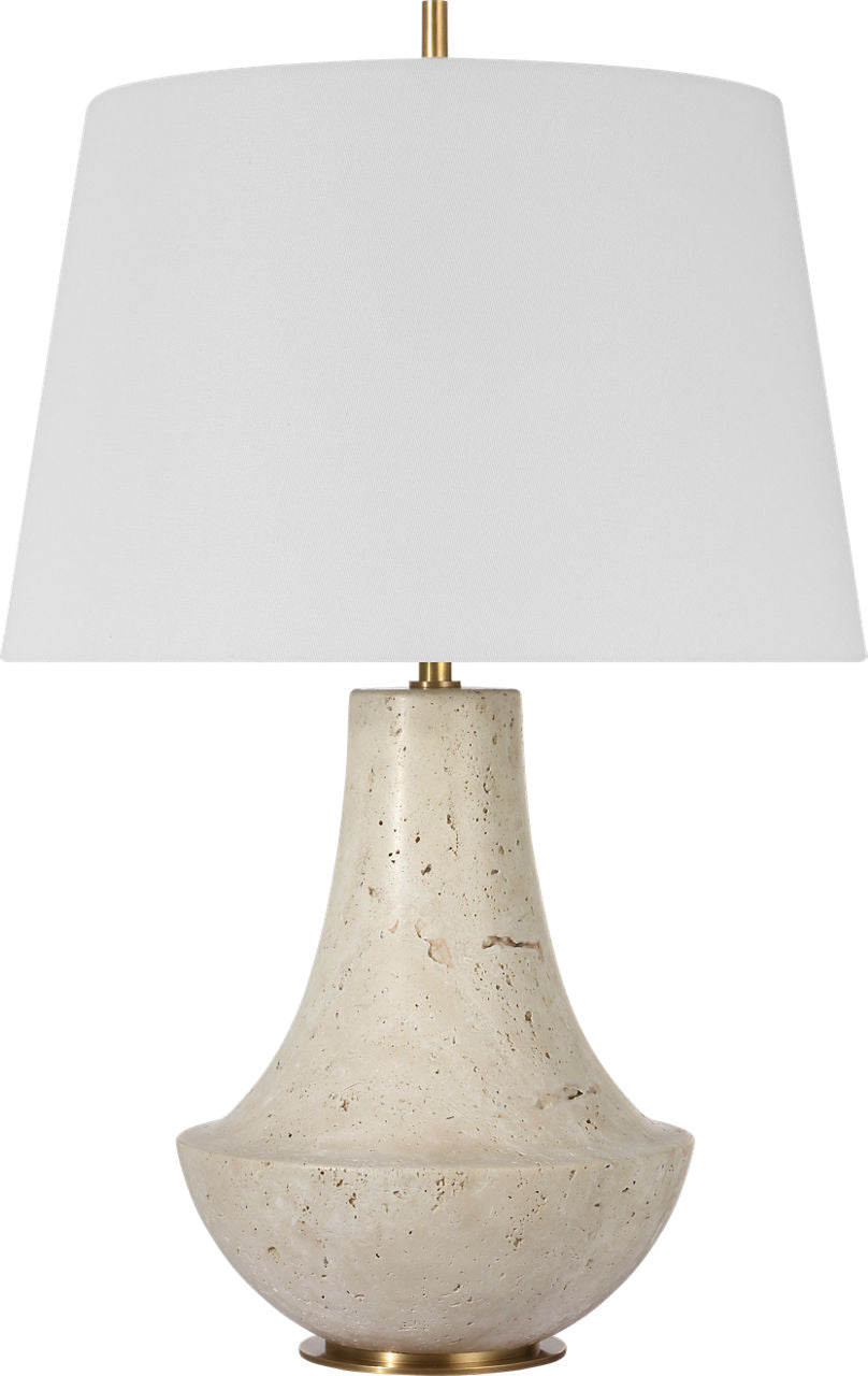 Kefi 25" Table Lamp | Natural Travertine | Linen Shade