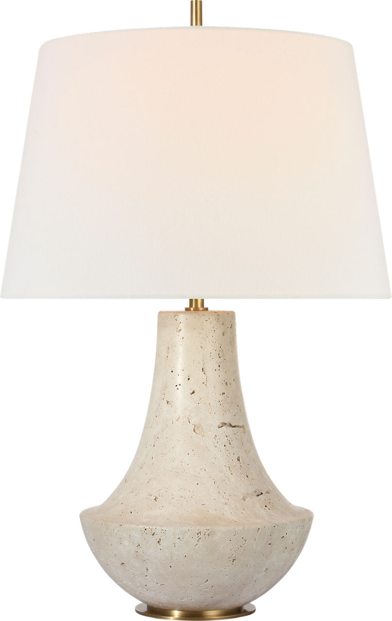 Kefi 25" Table Lamp | Natural Travertine | Linen Shade