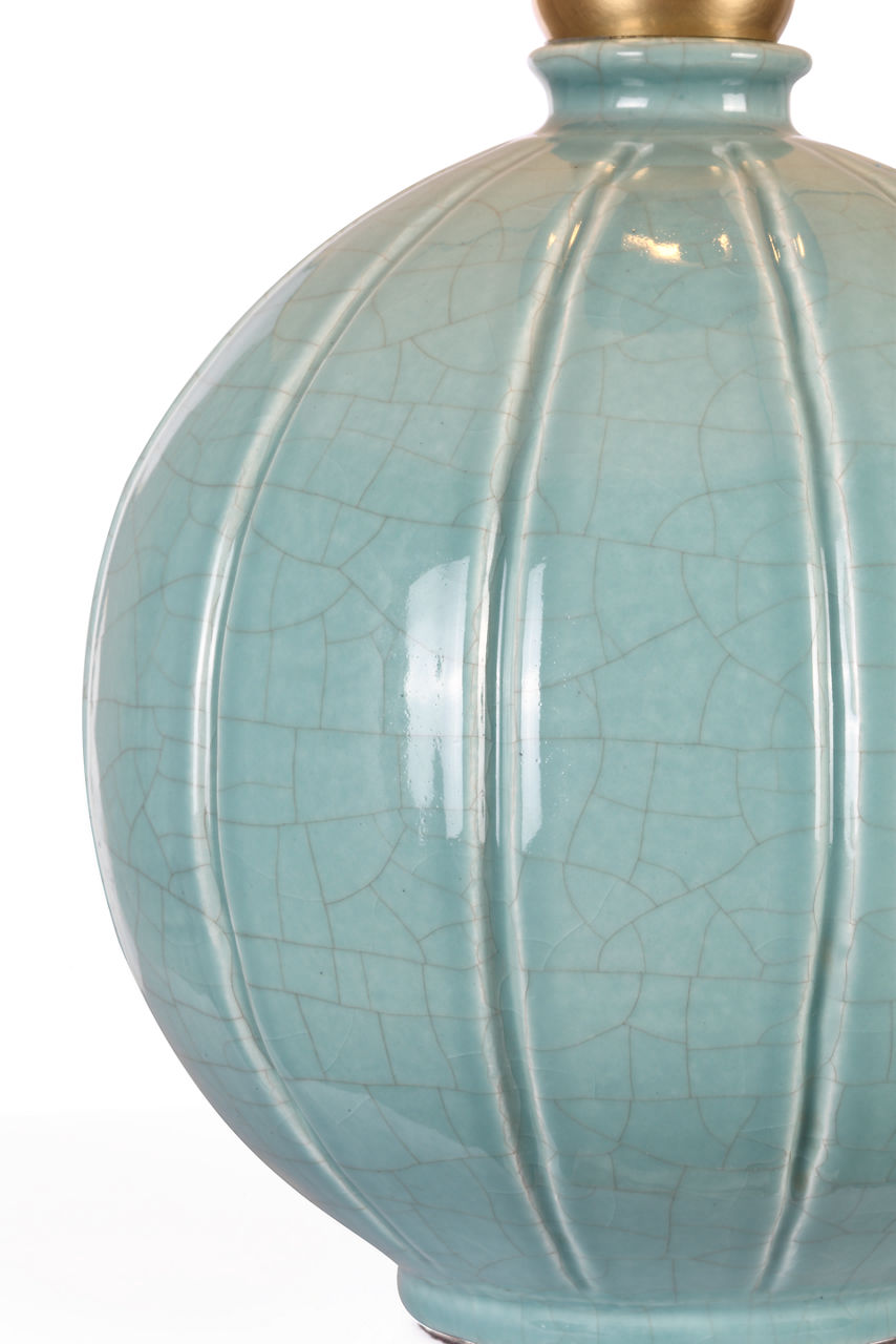 Ponteil 17" Table Lamp | Crackled Robin | Linen Shade