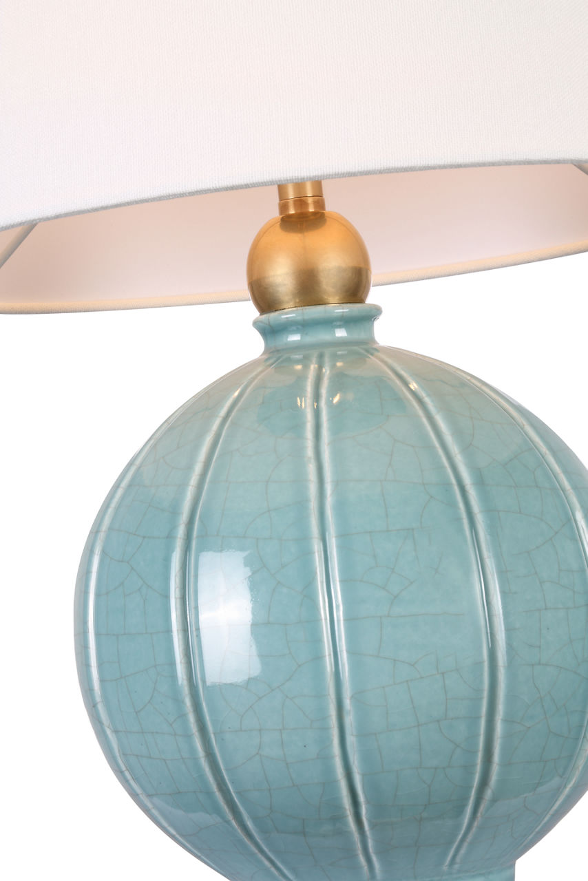 Ponteil 17" Table Lamp | Crackled Robin | Linen Shade