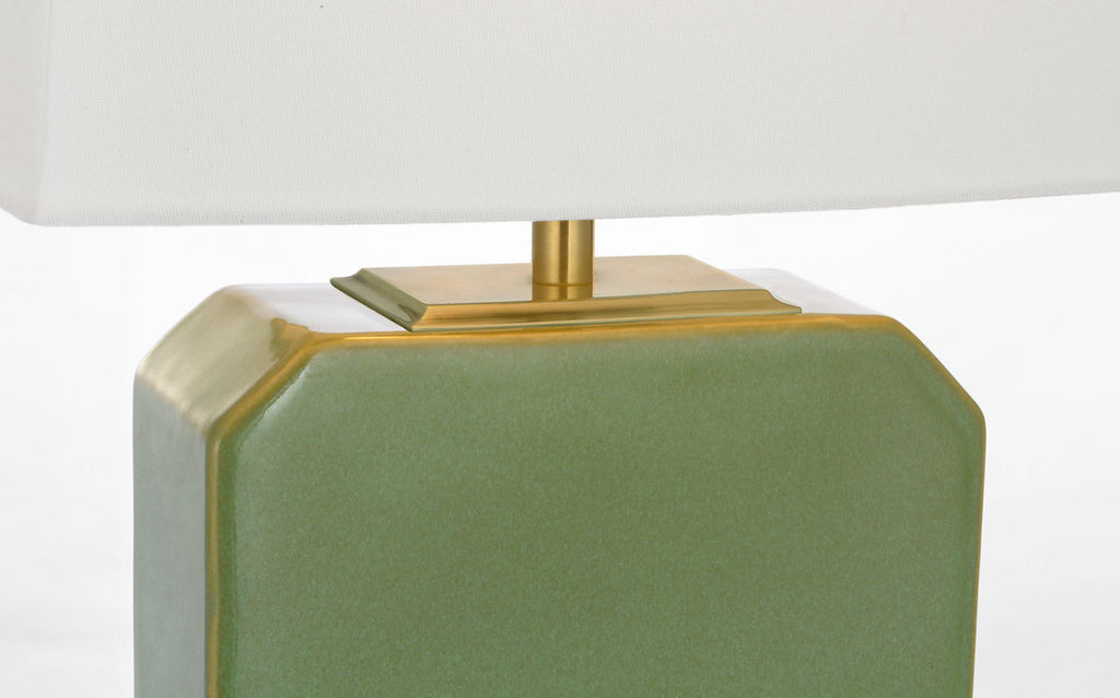 Monique 20" Table Lamp | Silk Green | Linen Shade