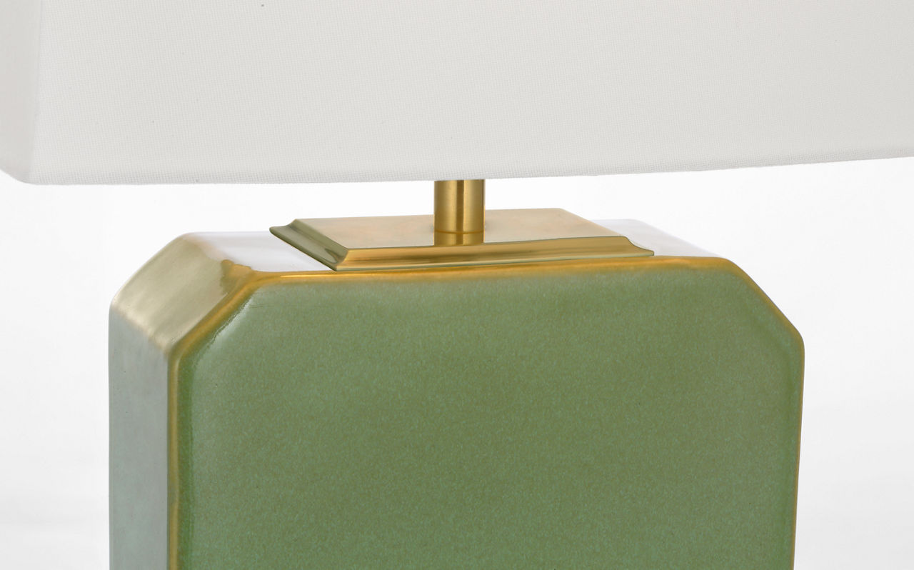 Monique 20" Table Lamp | Silk Green | Linen Shade