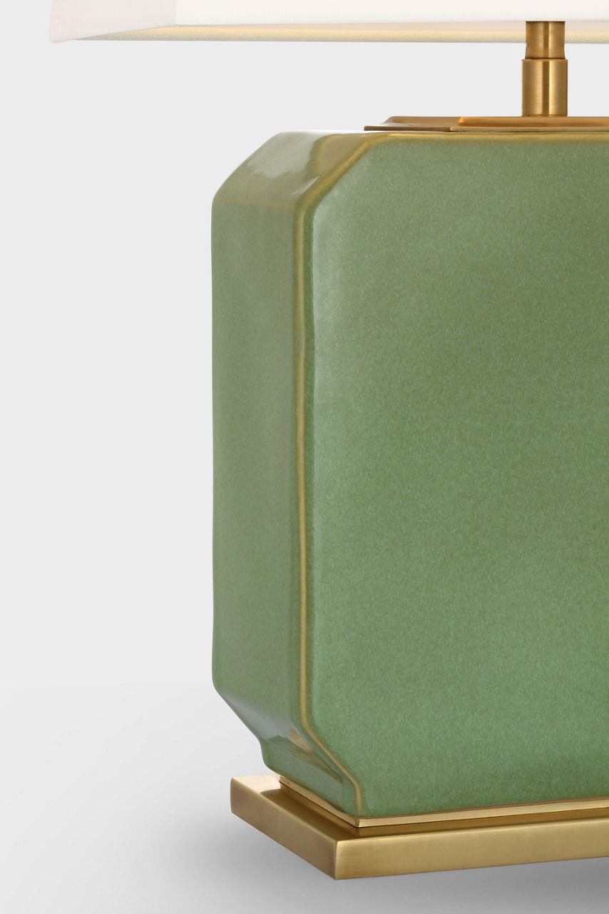 Monique 20" Table Lamp | Silk Green | Linen Shade