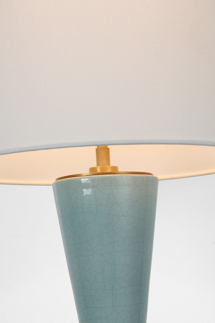 Jess 29" Table Lamp | Crackled Robin | Linen Shade