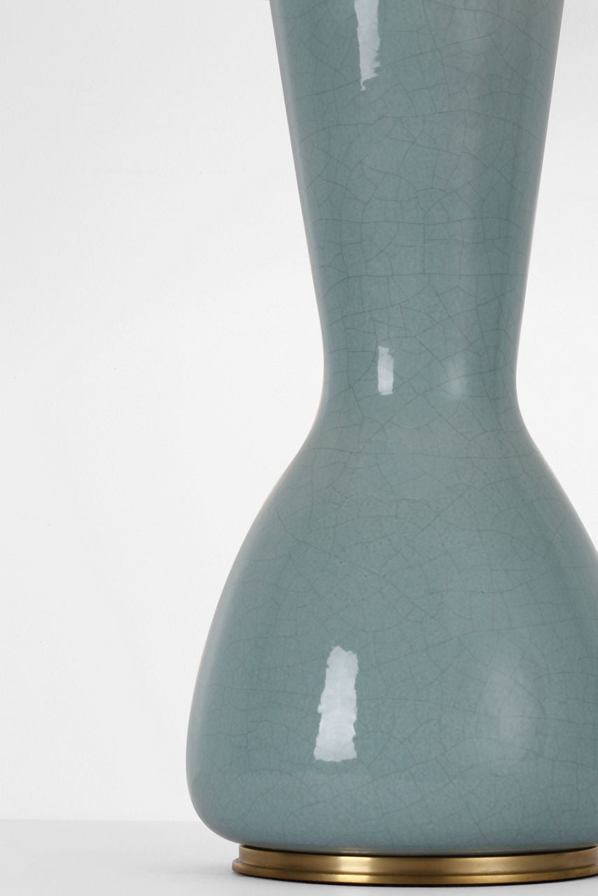 Jess 29" Table Lamp | Crackled Robin | Linen Shade
