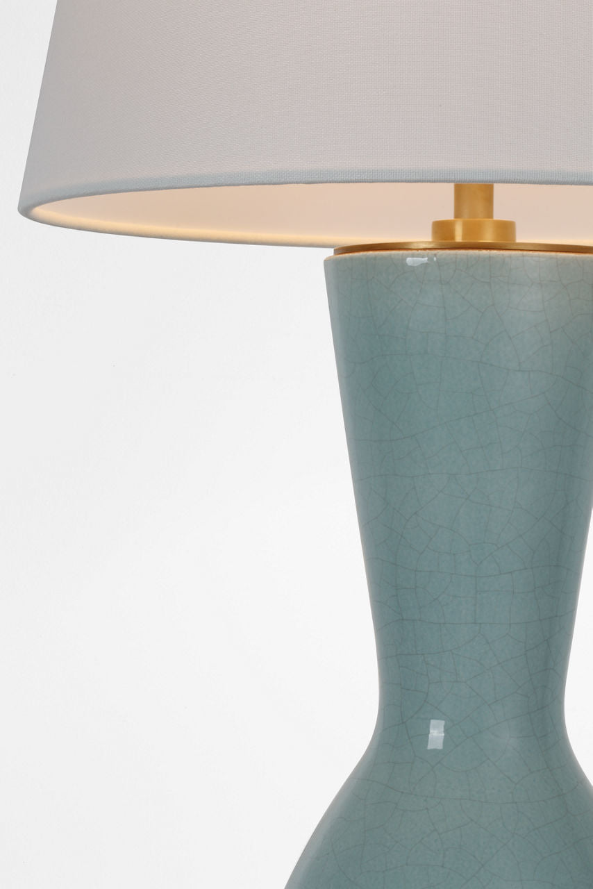 Jess 29" Table Lamp | Crackled Robin | Linen Shade