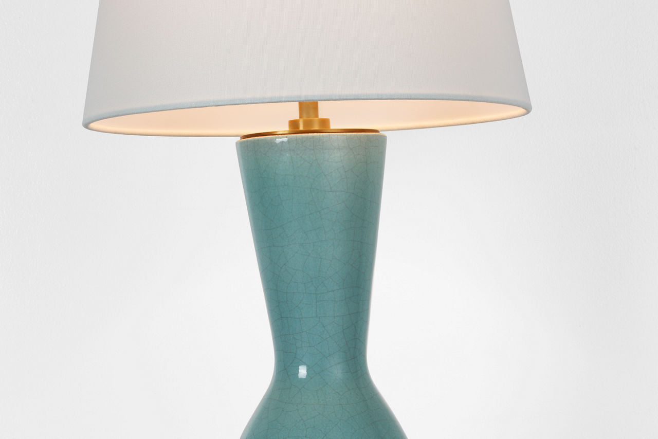 Jess 29" Table Lamp | Crackled Robin | Linen Shade