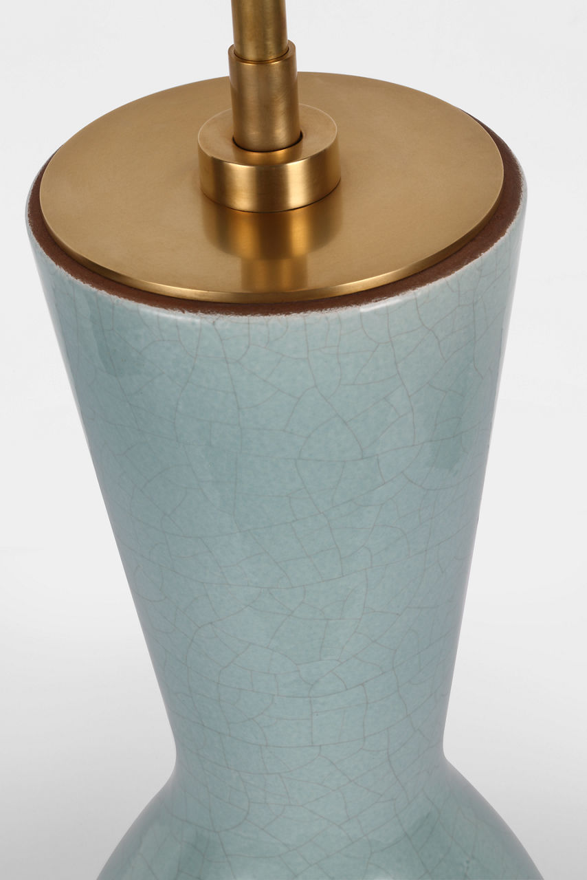 Jess 29" Table Lamp | Crackled Robin | Linen Shade