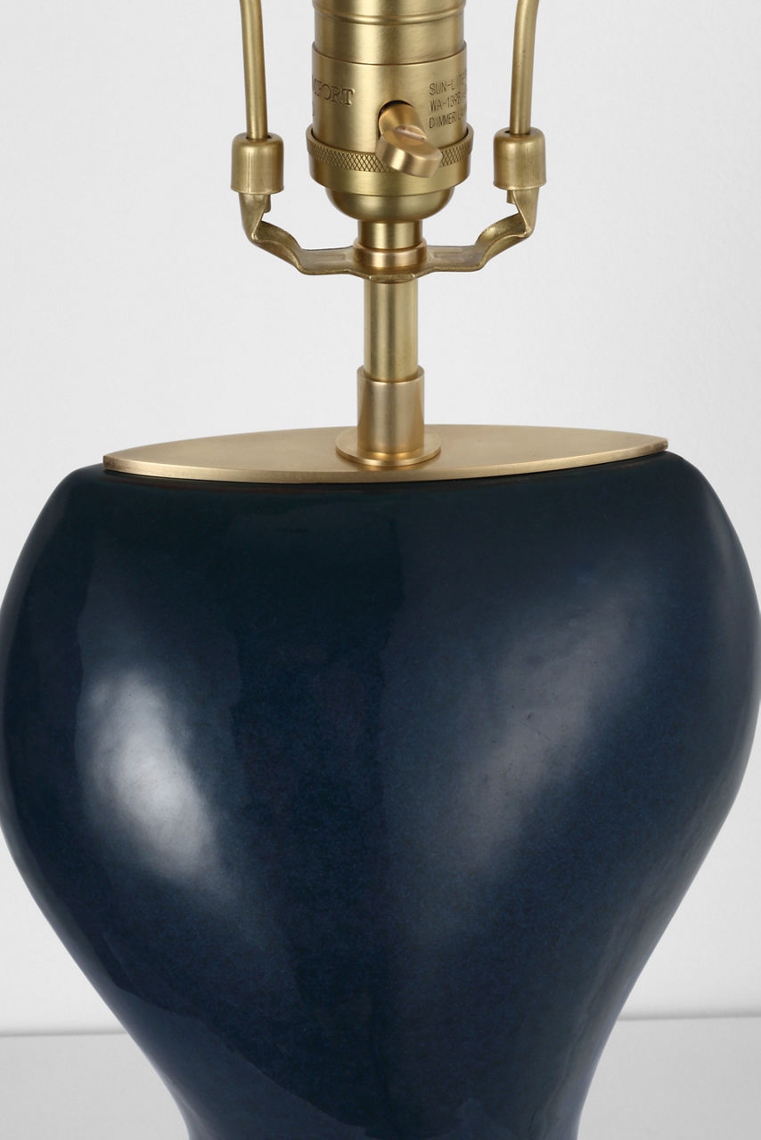 Misaki 28" Table Lamp | Sandy Midnight | Linen Shade