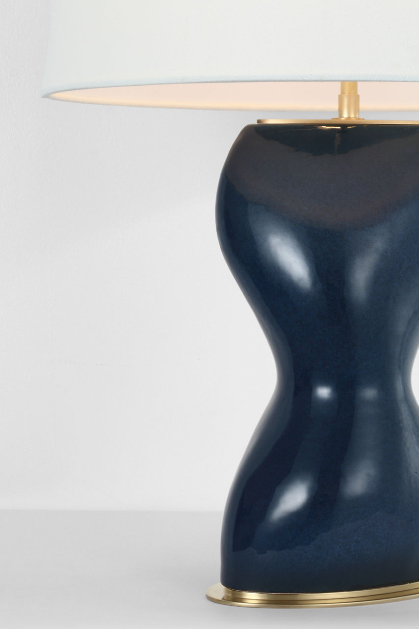 Misaki 28" Table Lamp | Sandy Midnight | Linen Shade