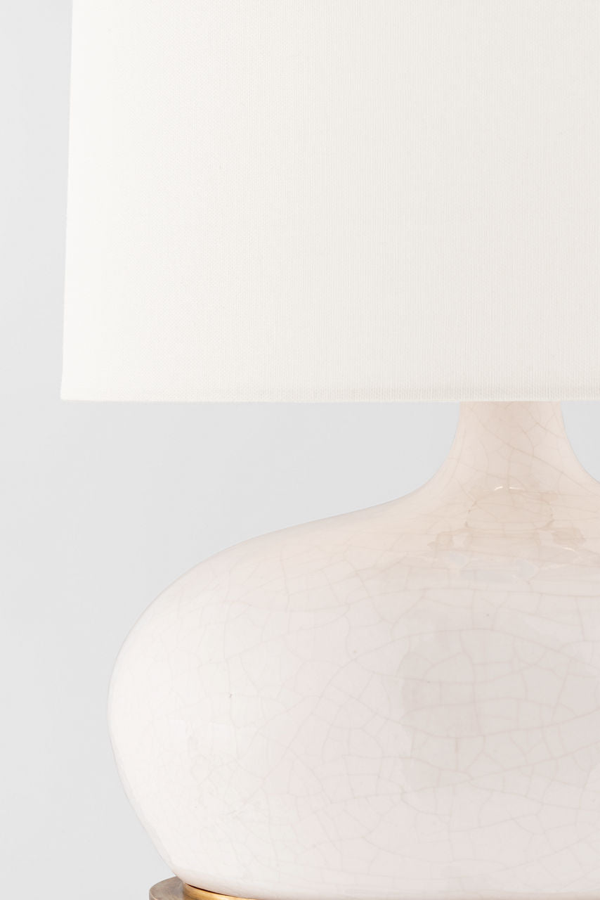 Olinda 17" Low Table Lamp | Crackled Ivory | Linen Shade