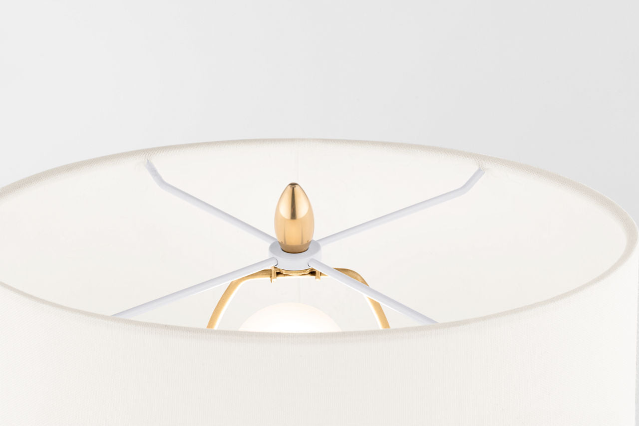 Olinda 17" Low Table Lamp | Crackled Ivory | Linen Shade