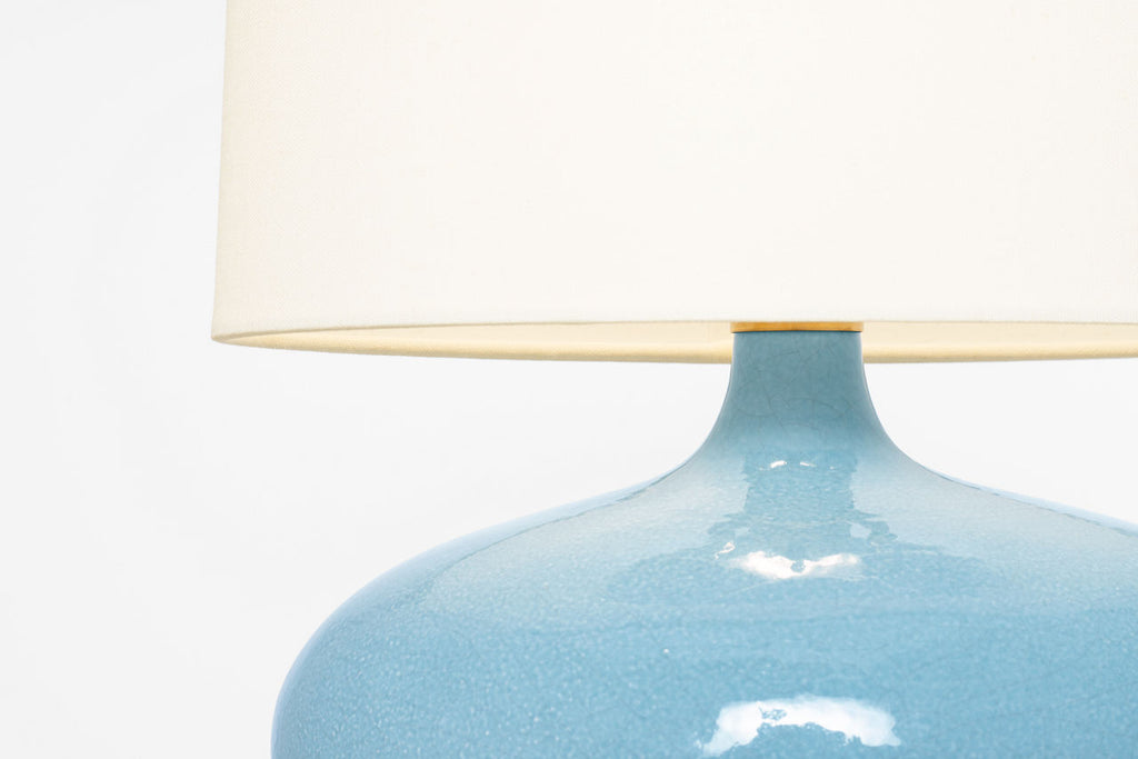 Olinda 17" Low Table Lamp | Crackled Robin | Linen Shade