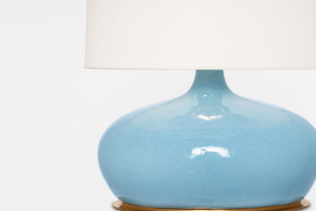 Olinda 17" Low Table Lamp | Crackled Robin | Linen Shade