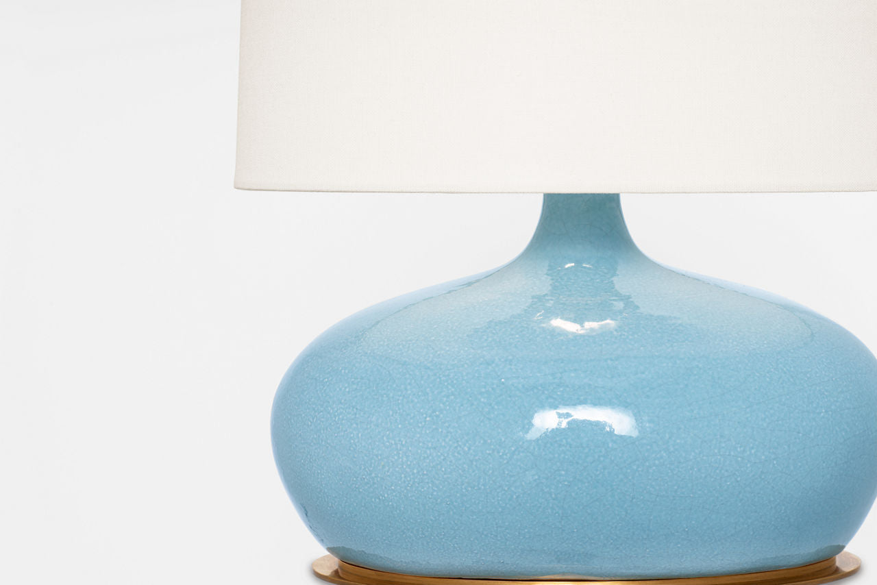 Olinda 17" Low Table Lamp | Crackled Robin | Linen Shade