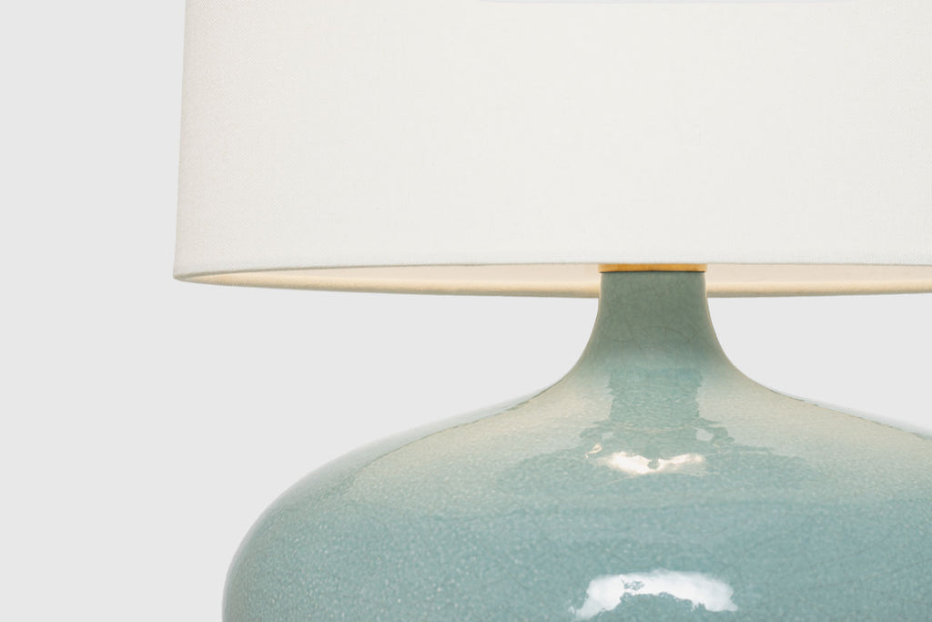 Olinda 17" Low Table Lamp | Crackled Robin | Linen Shade