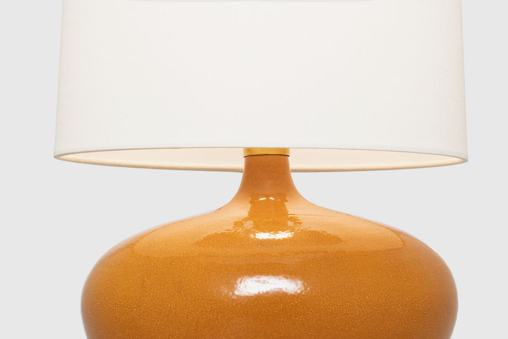 Olinda 17" Low Table Lamp | Crackled Sienna | Linen Shade