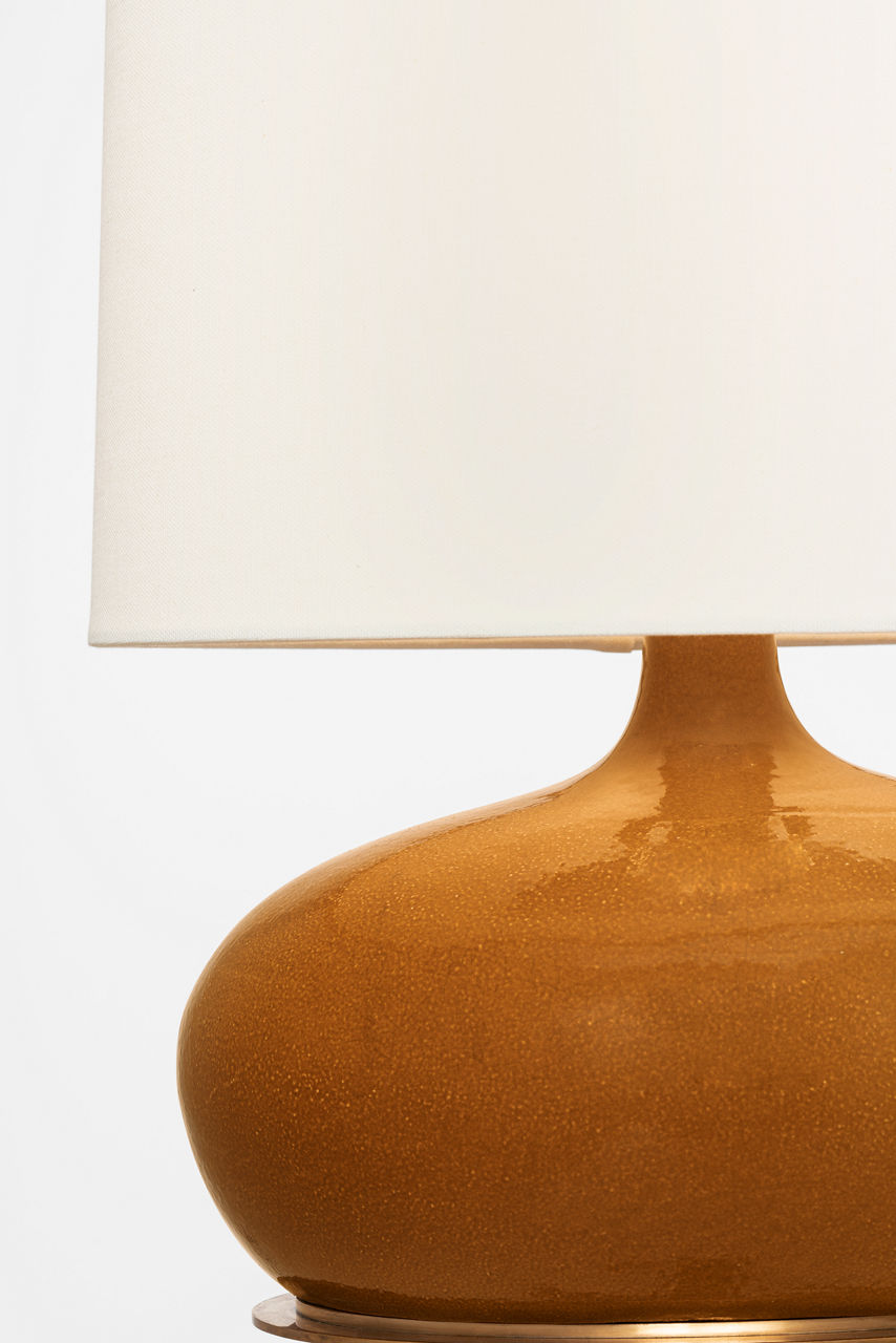 Olinda 17" Low Table Lamp | Crackled Sienna | Linen Shade