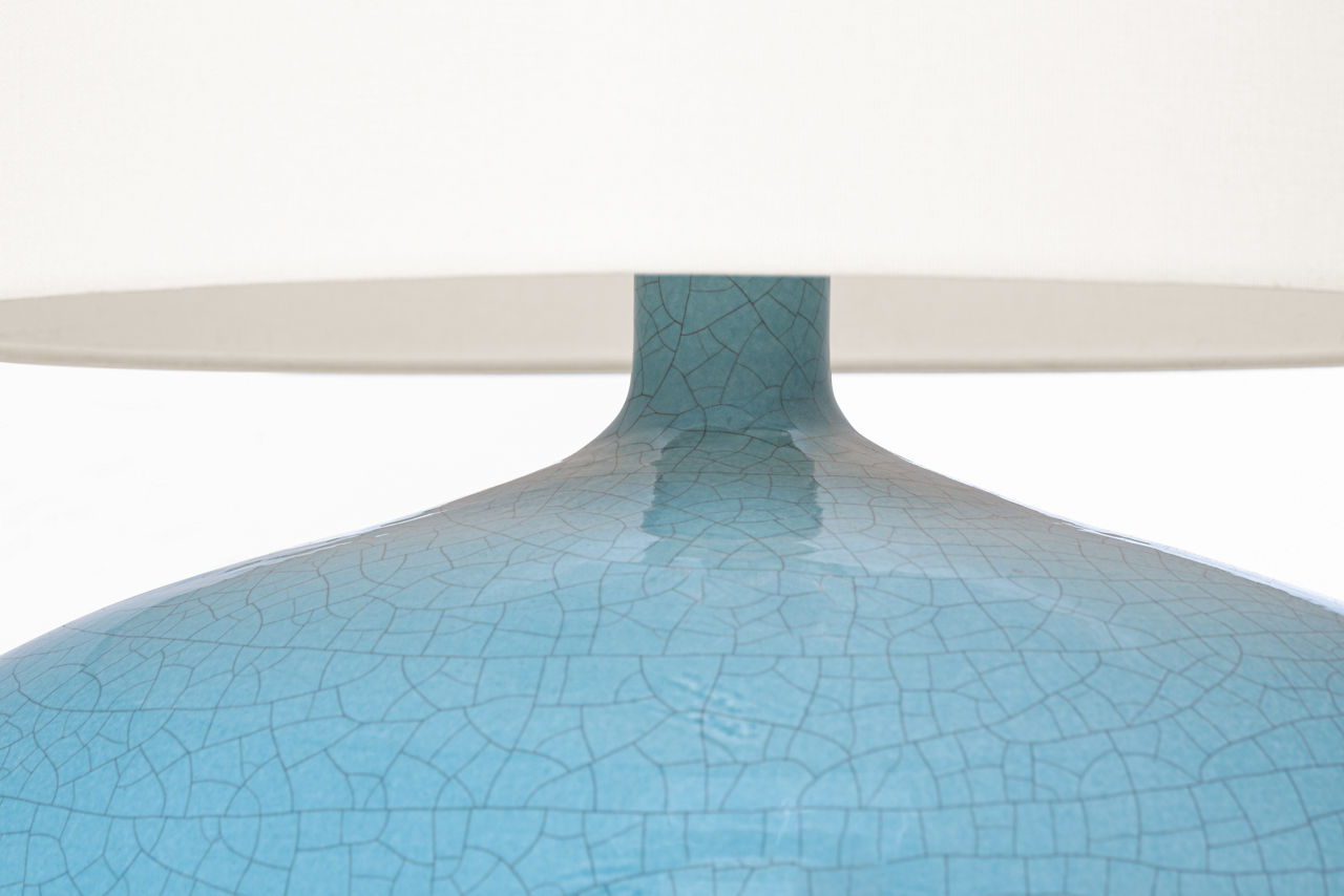 Olinda 24" Low Table Lamp | Crackled Robin | Linen Shade