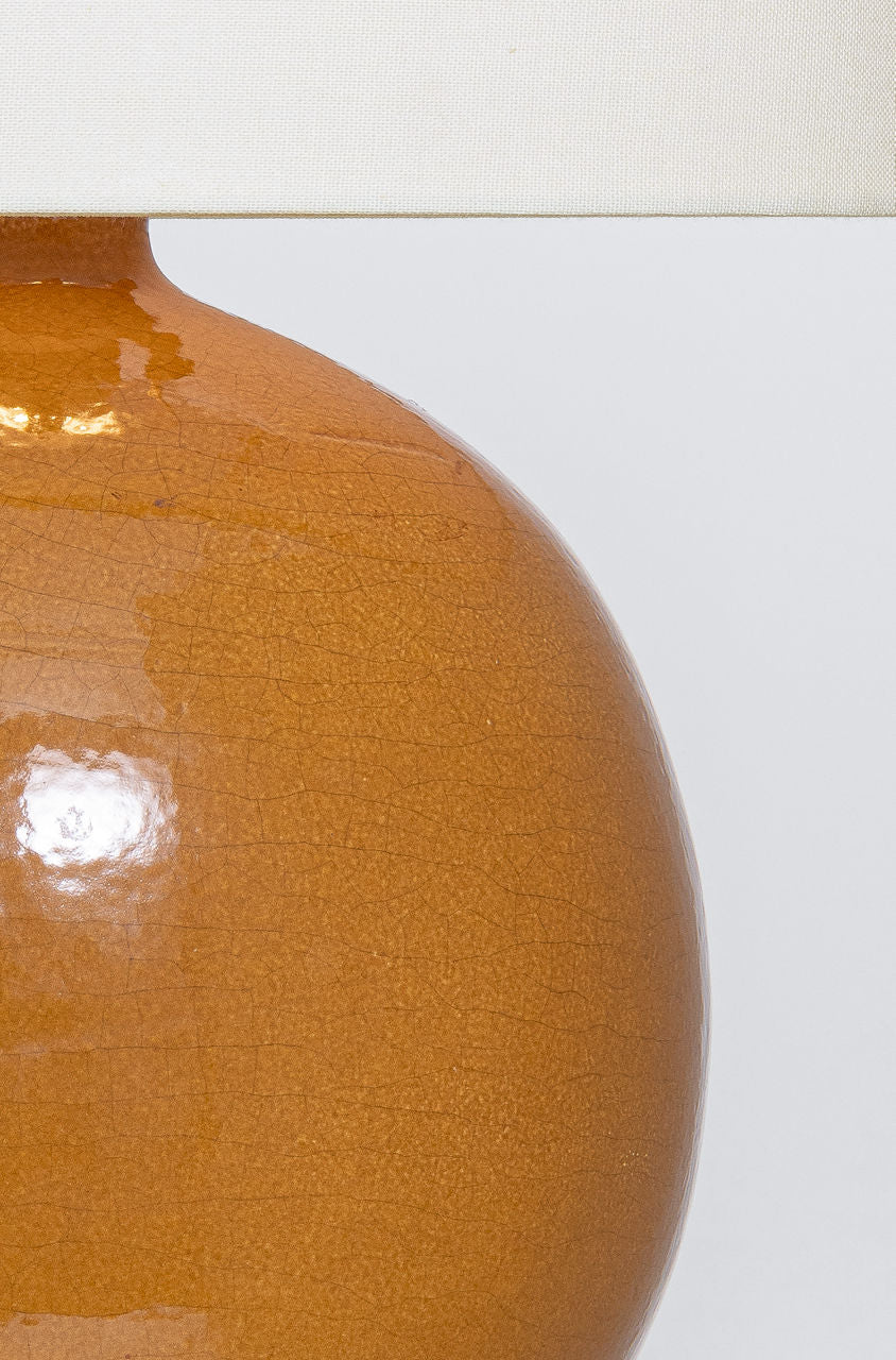 Sao Paulo 21" Table Lamp | Crackled Sienna | Linen Shade