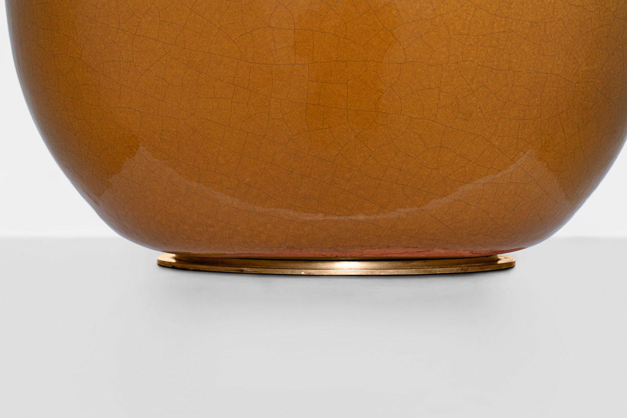 Sao Paulo 29" Table Lamp | Crackled Sienna | Linen Shade