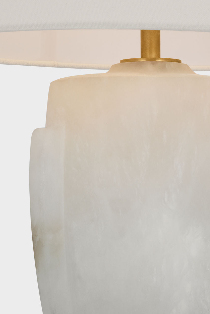 Anfai Medium Table Lamp | Alabaster | Linen Shade