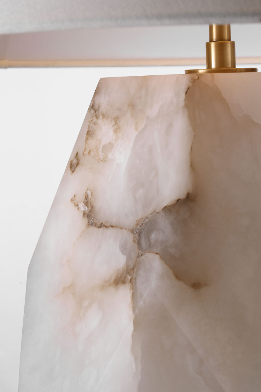 Anthenee 25" Table Lamp | Alabaster | Linen Shade