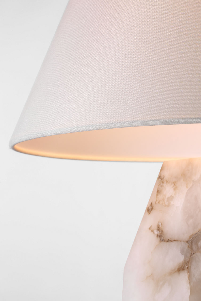 Anthenee 25" Table Lamp | Alabaster | Linen Shade