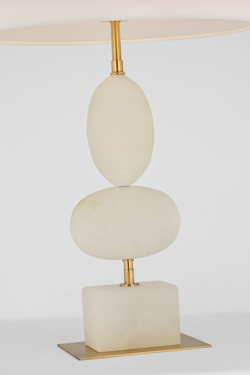 Dani Medium Cordless Table Lamp | Alabaster | Linen Shade