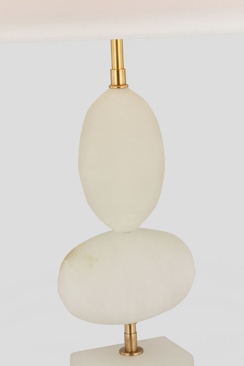 Dani Medium Cordless Table Lamp | Alabaster | Linen Shade