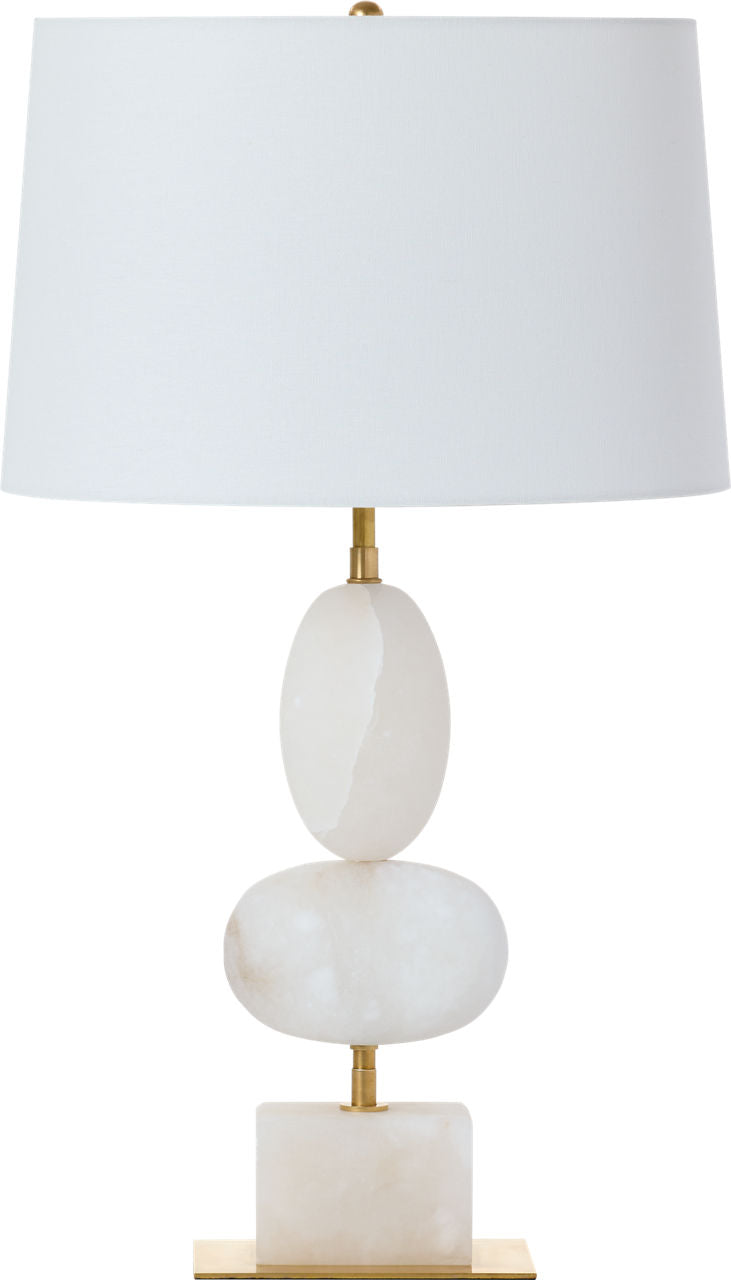 Dani Medium Table Lamp | Alabaster | Linen Shades